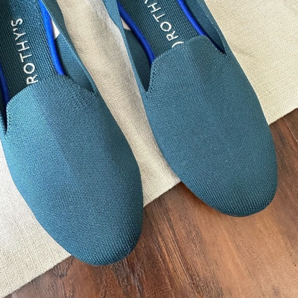 ROTHY'S Neon Stripe Loafers in Bottle Blue Round Toe RETIRED - Picture 3 of 13